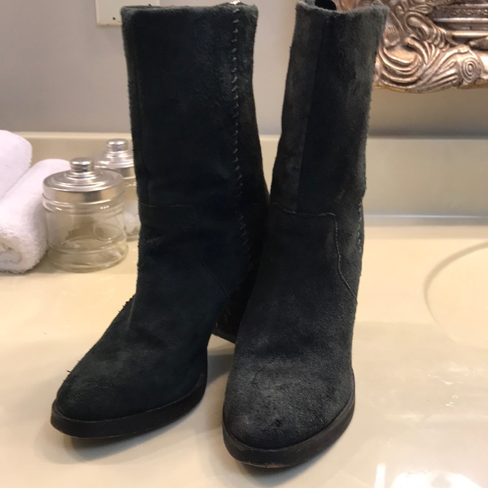Free People chunky suede heel boots